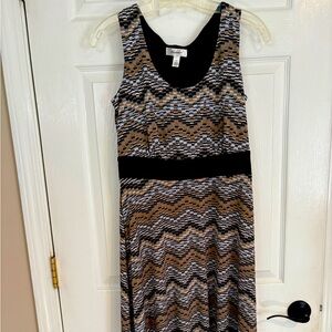 Dressbarn Black and Brown Chevron Dress